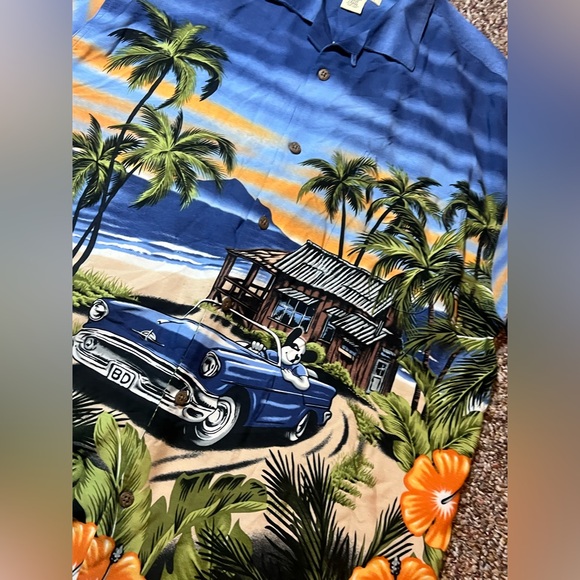Big Dogs Vintage Hawaiian Shirt Tropical Beach Car Graphic Blue Large - Picture 4 of 12